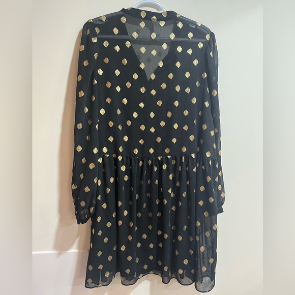 H&M black/gold chiffon dress sz L - Picture 6 of 9